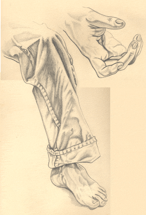 Foot and Hand (graphite on paper)