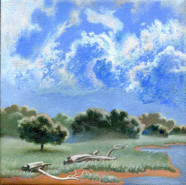 Fossil Sky (6" x 8" oil on canvas)
